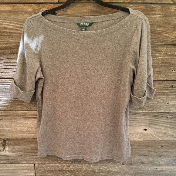 Lauren Ralph Lauren Heather Gray Knit Top Size XL - Picture 1 of 5